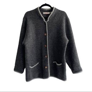 GADDY SPORT COLLECTION Vintage Wool Button Front Cardigan Sweater Grey XL